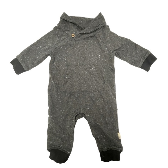 Burts Bees Infant Romper 100% Organic Cotton Gray w/ White Specks Size 0-3 mo. - Picture 1 of 9